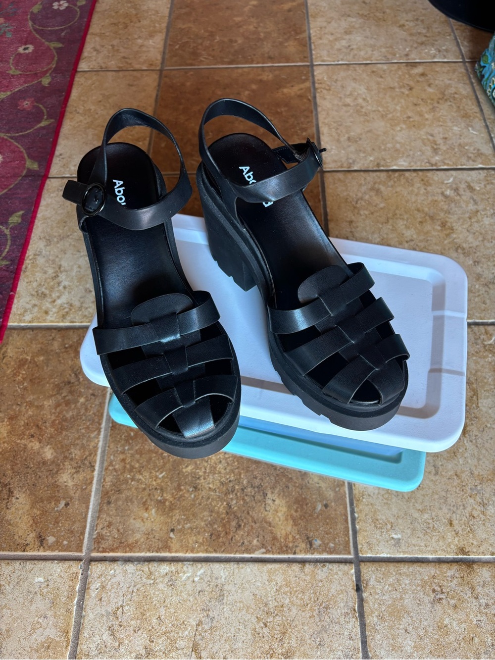 Black Woven Platform Sandals - Women's